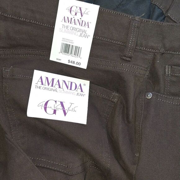 GLORIA VANDERBILT Womens Classic Amanda High Rise Tapered Jean Size:18 Brown - Picture 10 of 10